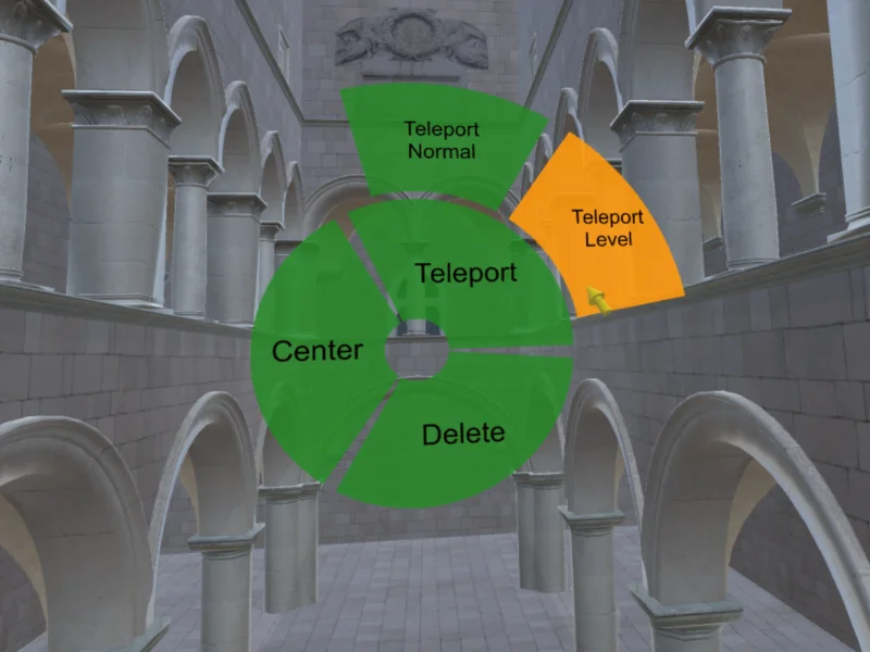VR teleport menu interface
